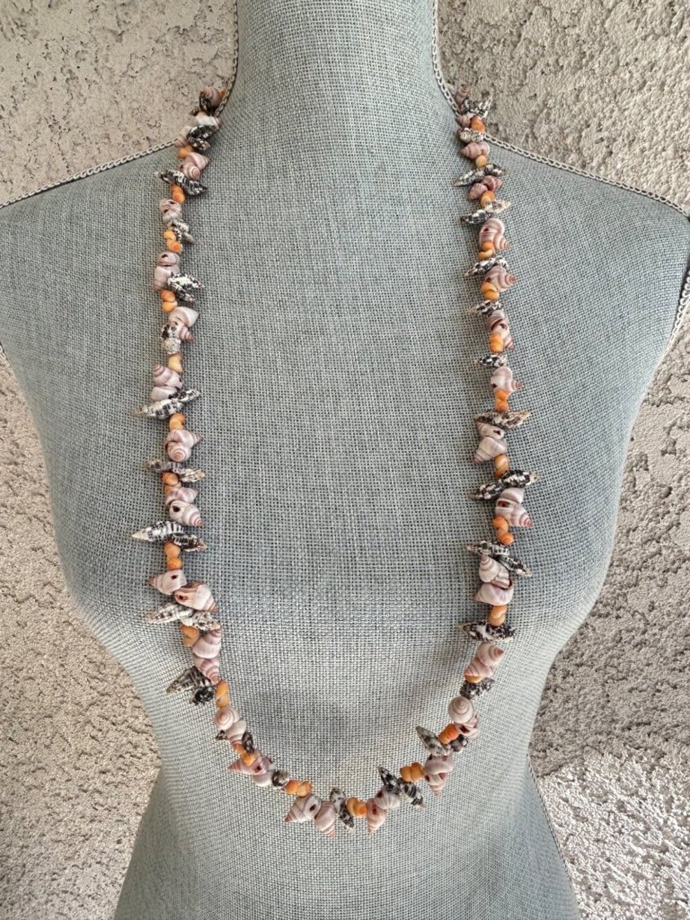 Vintage 70s‎ Hawaiian Mixed Natural Seashell Necklace Lei Handmade Mermaidcore